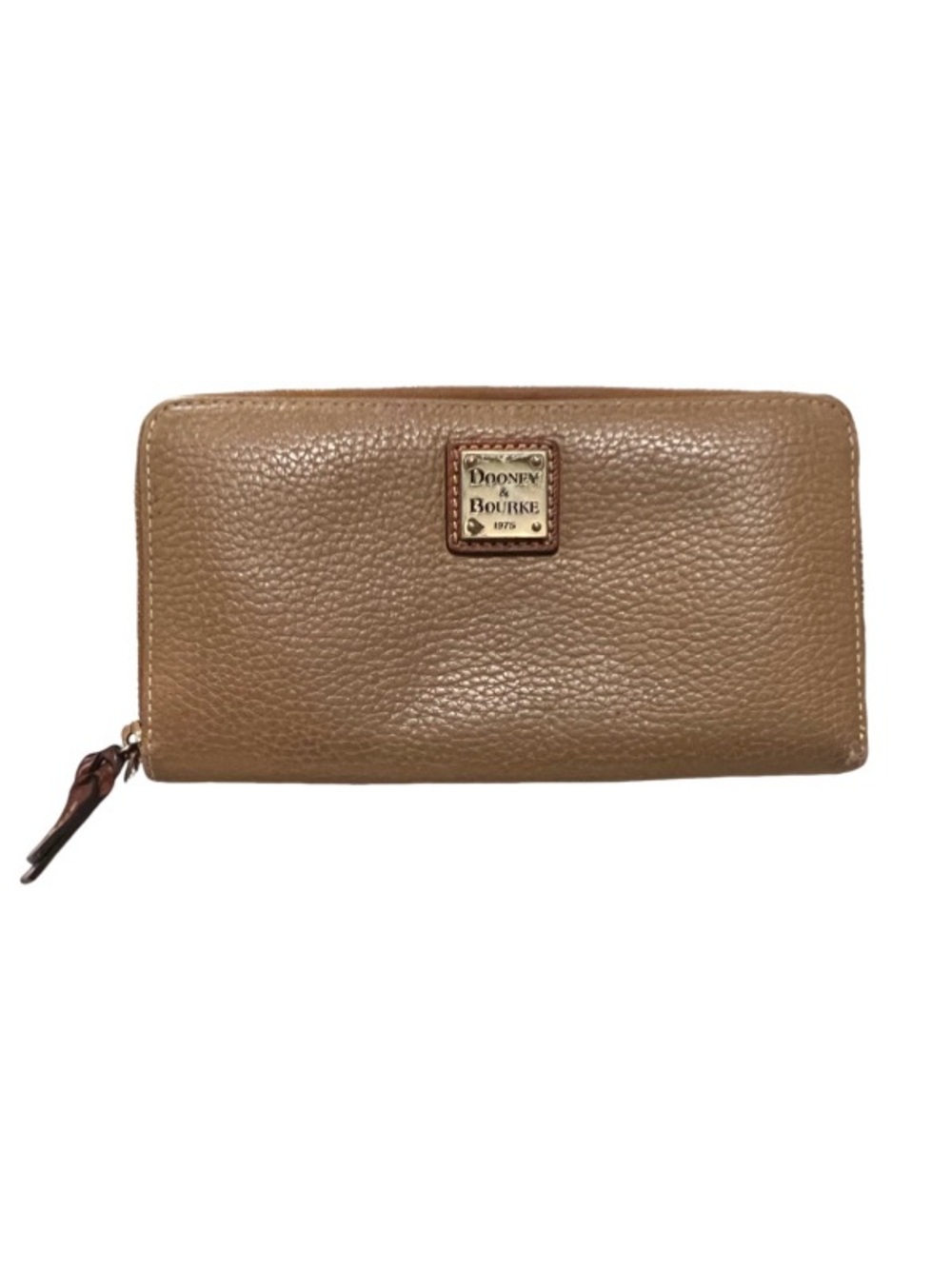 Dooney & Bourke Taupe Pebbled Leather Zip-Around Wallet